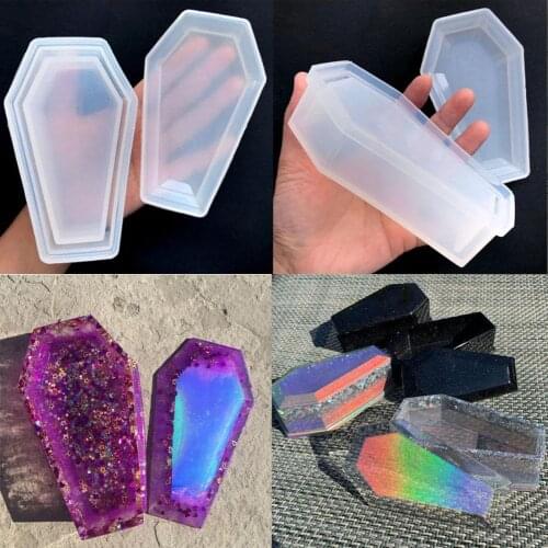 DIY Halloween Coffin Shape Crystal Silicone Epoxy Holder Craft Tool Decor Mold Epoxy Resin Molds For DIY Jewelry Making Tools