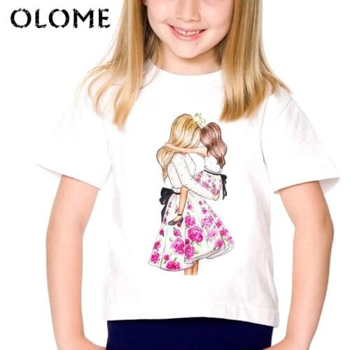 Super Mom children girl t shirts Funny Casual Mother and Baby Love Kawaii tshirts kids summer short sleeve T-shirt kids Clothes
