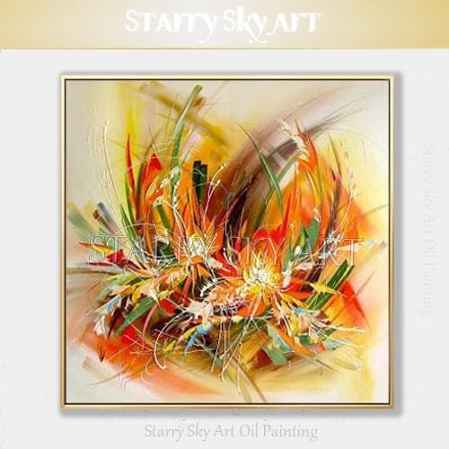 Artist Hand-painted Colorful Abstract Flowers Oil Painting on Canvas Beautiful Colors Abstract Knife Flower Picture Oil Painting