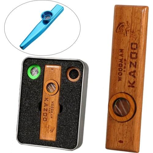 2 PCS Kazoo Wooden and Metal Kazoo Orff Instruments Ukulele Guitar Partner
