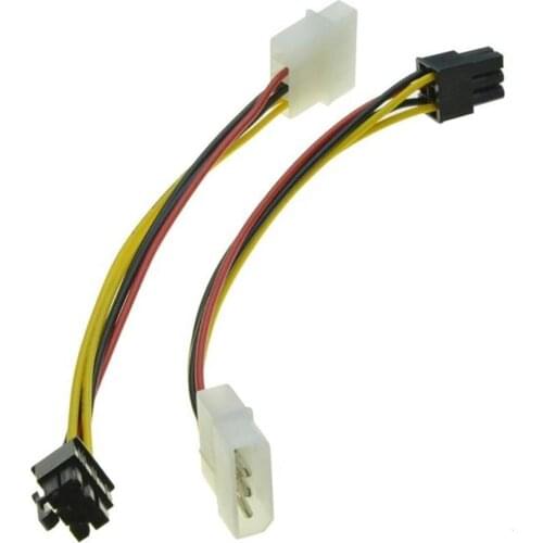 Adapter Cable 4 Pin Molex to 6 Pin PCI-Express PCIE Video Card Power Converter Adapter Cable Card Power Cable Converter Adapter