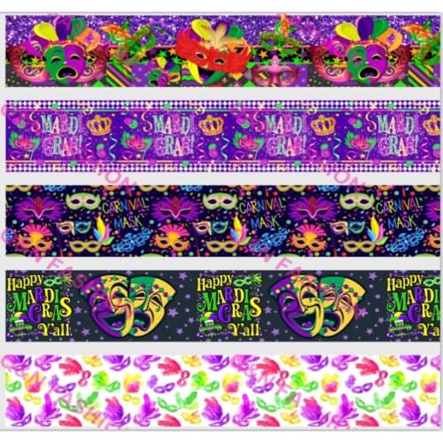 Q&N ribbon 16mm 22mm 25mm 38mm 50mm 75mm Mardi Gras & St. Patrick cartoon printed grosgrain/FOE ribbon DIY Sewing Hairbows Gift