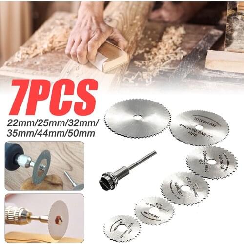7pcs Set Mini HSS Circular Saw Blade Rotary Tool For Dremel Metal Cutter Power Tool Set Wood Cutting Discs Drill Mandrel Cutoff