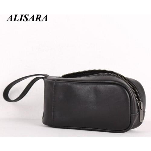 Alisara Women Mini Hand Bag First Layer Cow Leather High Quality Ladies Clutch Bag Casual Cell Phone Wallet Storage Coin Purses