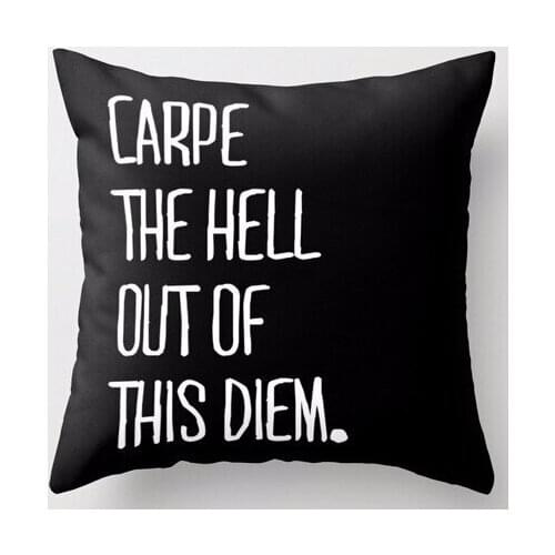 Fashion Black Throw Pillows Case Carpe The Hell Out of This Diem Soft Square Zippered Throw Pillowcase Pillow Protector