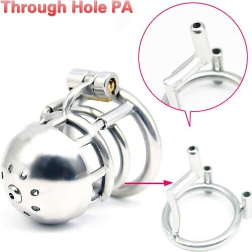316 Stainless Steel Male Through Hole PA Chastity Device Penis Ring Cock Cage Adult Sex Toys Male Chastity Device Cock Rings