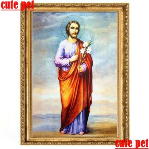 Cute pet DIY Jesus Diamond Painting diamond embroidery round squaredrill Mosaic cross-stitch home decoration Religion Icon of St