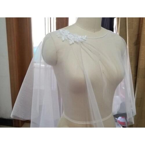 Quality Women Wedding Bolero Cloaks lace Evening Shawl Bridal Party Wrap Shrug Tulle Stoles Summer Wedding jacket