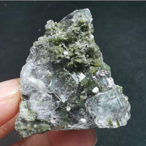 37gNatural rare transparent white fluorite and mica mineral specimen and stone decoration crystal healing energy QUARTZ GEM
