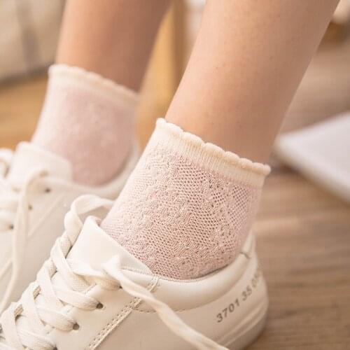 New Fashion Cute Woman Ankle Socks Summer Thin Mesh Lolita Style Kawaii Short Socks White Lace Student Girls Cute Ankle Socks