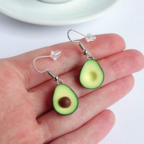 A Pair of Green Mini Avocado Earrings, Asymmetrical Drop Earrings, Super Funny Earrings, Friendship Pendant Earrings