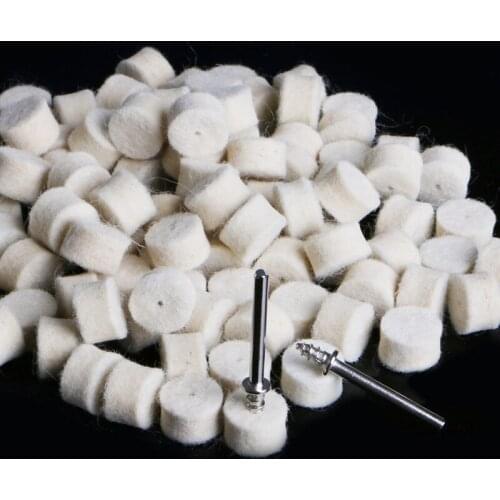 100Pcs Wool Felt Polishing Buffing Pad 13mm + 2 Shank For Grinding Wheel