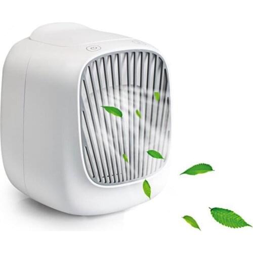 Portable Mini Air Conditioning Fan, Adjustable 3 Speeds,Desktop Cooler with 7 Colors LED Light,for Home Office Dorm