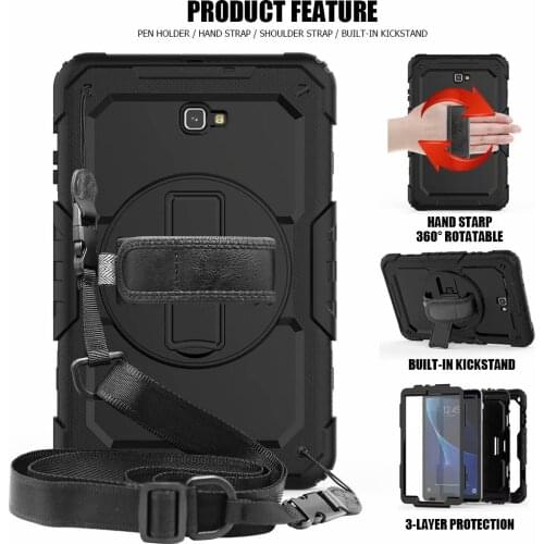 Shockproof Kids Case For Samsung Galaxy Tab A 10.1 2016 T580 T585 SM-T580 SM-T585 Cover Kickstand Silicone Rubber Armor Case