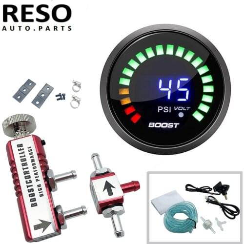 RESO--w/ 52mm Digital Electronic BOOST GAUGE 0-30 PSI Manual Boost Controller Kit Red/Blue/Black
