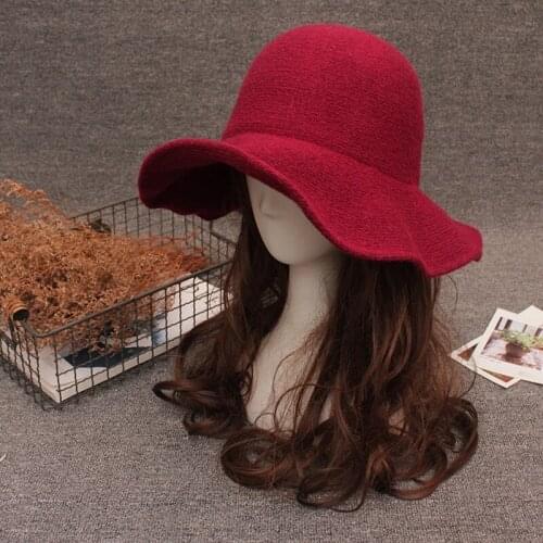 Retro Woman Hat Female Fashion Wool Basin Hat Fisherman Hat Winter Woolen Hat British Retro Hat