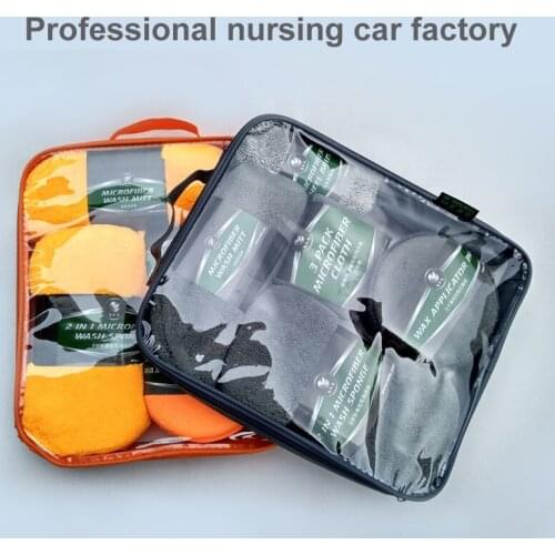 9pcs Car Cleaning Kit Car Wash Supplies Microfiber Towel Detailing Car Wheel Brush Waxing Sponge Combination Car Cleaning Tools