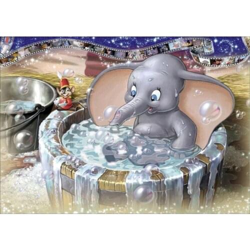 Baby Elephant Taking a Bath Cross Stitch Kits Needlework Embroidery Crafts 14CT Unprinted DIY Arts Handmade Home Decor