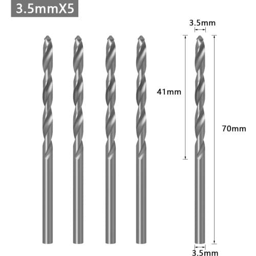 5 Pieces HSS Drill Bit Universal Manual Electric Drill Core Diameter 2.8-4mm Silver Suitable For Wood Plastic Aluminum Alloy