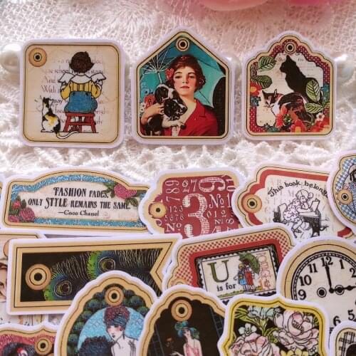 42PCS Vintage TAG. Style Sticker DIY Scrapbooking Journal Bottom Collage Phone Diary Album Happy Planner Gift Sealing Decoration