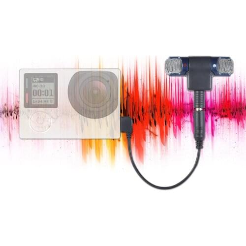 External Stereo Mic Microphone with 3.5mm to Mini USB Micro Adapter Cable for GoPro Hero 3 3+ 4 for AEE Sports Action Camera