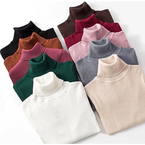 Lucyever Turtleneck Women Pullover Sweaters Autumn Long Sleeve Knitted Female Top Soft Warm Winter Ladies Jumper Basic Blouse