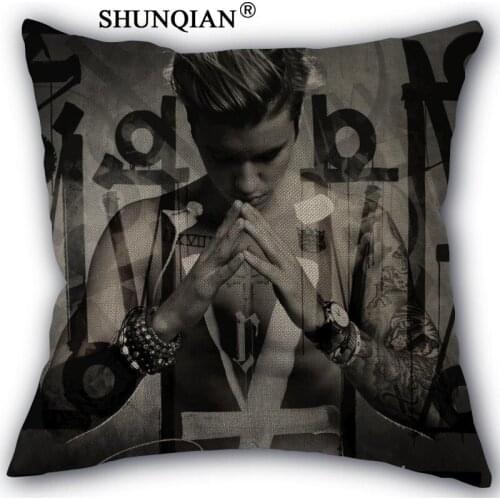 High Quality Cotton Linen Justin Bieber Pillowcase Wedding Decorative Pillow Case For Home Pillow Cover A10.17