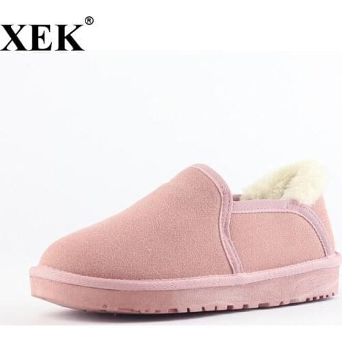 XEK 2018 Winter New Japanese Snow Boots Suede Short Boots Children Plus Velvet Warm Womens Shoes Wyq197