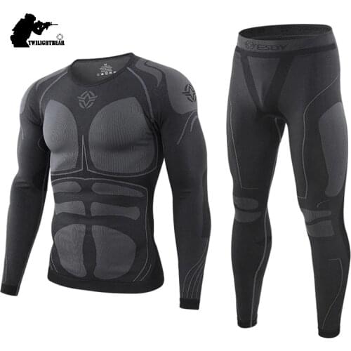 Winter Mens Sport Thermal Underwear Suit Fleece Warm Breathable Outdoor Underwear Set Men Elastic Quick Drying Long Johns BF200