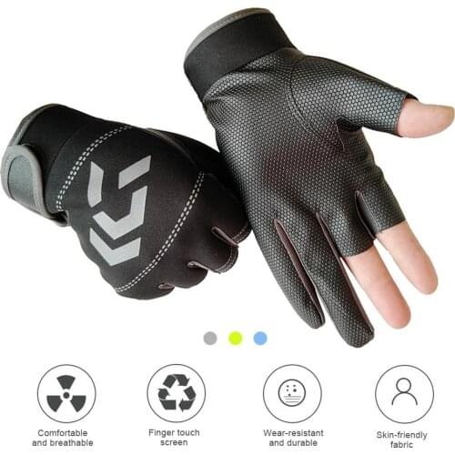 1 Pair Fishing Gloves Men Women Outdoor Fishing Anti-slip 3 Cut Finger Sports Fish Equipment Angling SBR Gloves