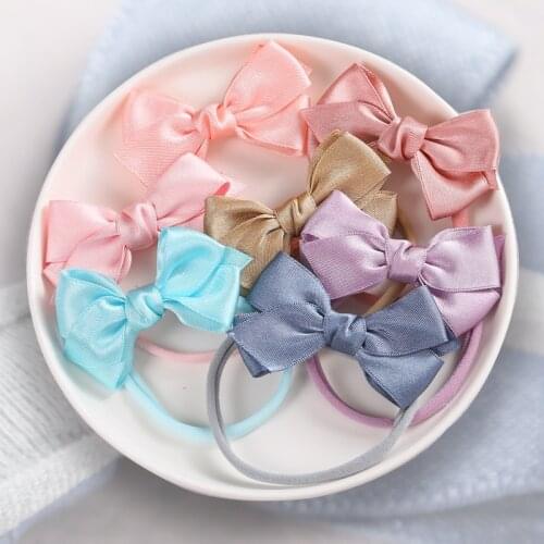 1pcs Soft Ribbon Bowknot Baby Headbands for Girls Elastic Nylon Baby Girl Headwear for Kids 7 Colors Baby Hair Accessories