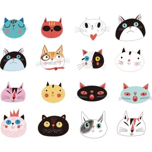 Cartoon Cute Cat Sticker Heat Transfer 1pcs/lot Small Funny Iron-On Patches Children Hoodies T-shirt Clothes Patches Badge Y-168