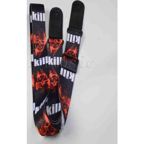 1Pcs Leath End Durable Strap 5.3 Wide Skull+Letter Kill Pattern Strap for Guitar and Bass Replacement