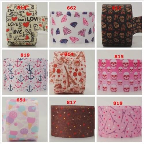 10yards - different size -Valentina/Lovely pattern ribbon -love,heart,tower,diamond printed grosgrain ribbon/satin ribbon