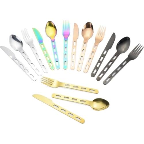 3 Pcs Stainless Steel Spoon Knife Stainless Steel Fork Spork Picnic Camp Multi Tool Flatware Utensil Portable Tableware Camp
