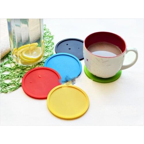 300pcs/lot Fast shipping 10cm Silicone Coaster Non-Slip Silicone Coasters Drink Coasters Tabletop Protection 5 Colors