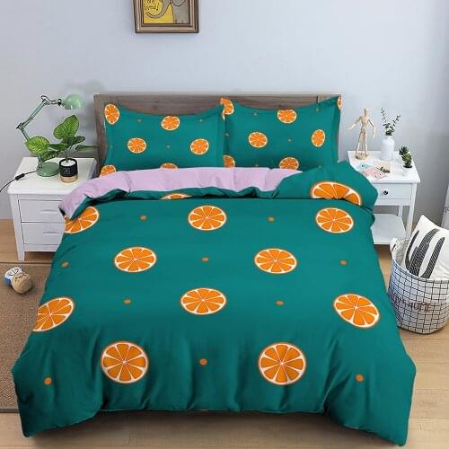 3D Fruit Pattern Bedding Set Duvet Orange Pineapple Cover Set Pillowcase Single Double Full Queen King Size Bedroom