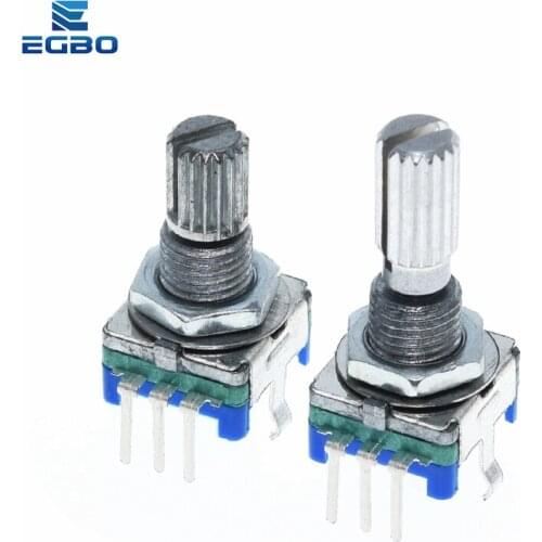5PCS EGBO Original,Rotary encoder code switch/EC11/ digital potentiometer with switch 5Pin handle length 15mm