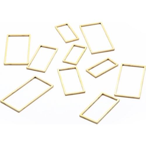 Stainless Steel Thin Line Rectangle Charm Metal Hollow Quadrilateral Pendant Jewelry Findings Clothing Accessories 50pcs