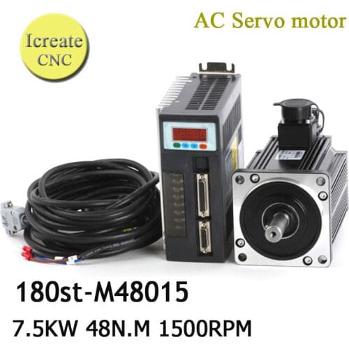 Free Shipping 7.5KW servo motor kits 180ST M48015 3 phase motor 48N.M 380V 7500W permanent magnet synchronous motor