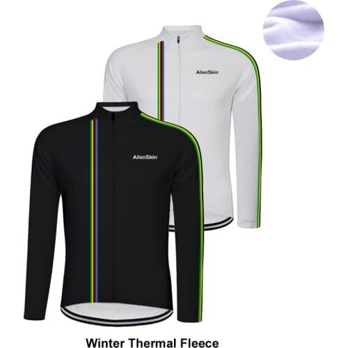 Alienskin Tour de Color bar cycling jersey thermal winter fleece men long sleeve bike wear cycling clothing ropa Ciclismo 6576