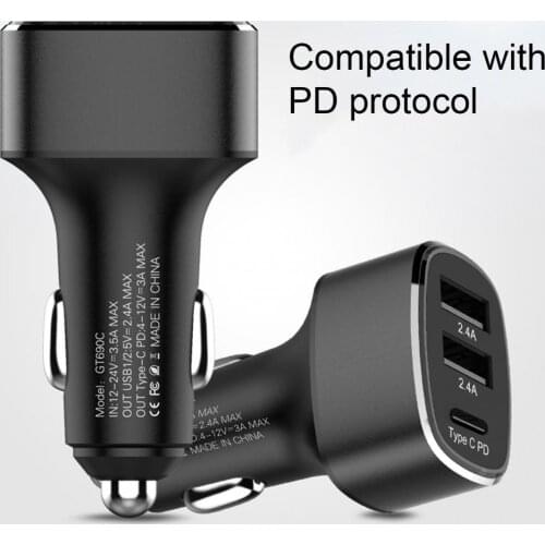 AGETUNR 3 USB Car Charger Charge QC3.0 Universal Mobile Phone PD Type C Micro-USB Fast Charging For iPhone 11 Xiaomi Samsung