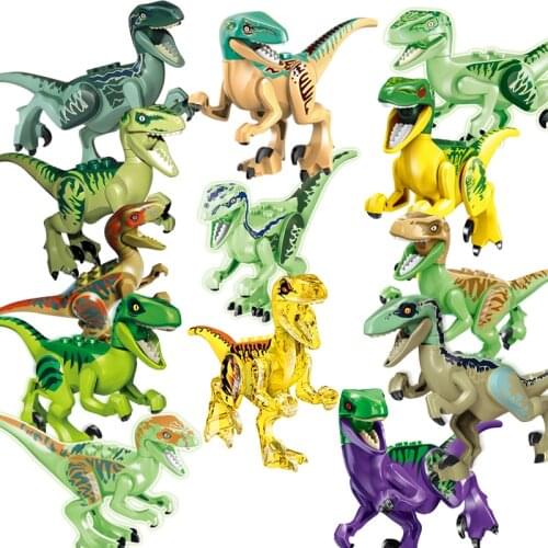 Locking Blocks Dinosaur Jurassic Dinosaurs Tyrannosaurus Rex Wyvern Velociraptor Stegosaurus Building Blocks Toys For Children