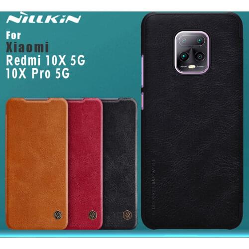Nillkin for Xiaomi Redmi 10X 5G 10XPro Pro 5G Case Business Qin Flip Leather Case Card Slot Back Cover