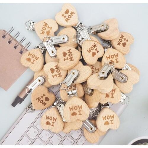Chenkai 50PCS Wood Five pointedClip DIY Organic Eco-friendly Nature Unfinished Baby Pacifier Rattle Grasping Accessories