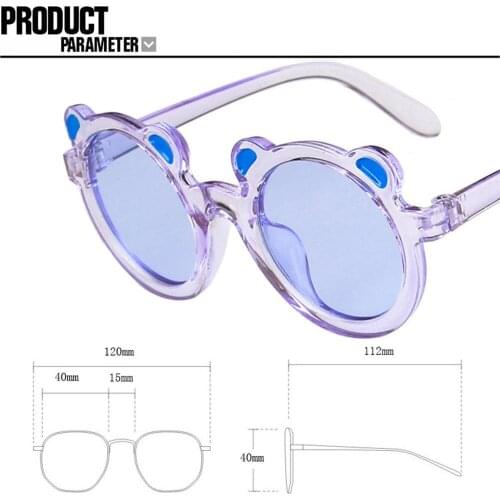 Kids Cute Cartoon Bear Shape Flower Round Sunglasses Boy Girls Children Vintage UV400 Colors Rimless Polarized Sun Glasses