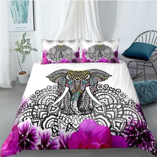 Fanaijia 3d Elephant Bedding Sets King Luxury Bohemian Print Duvet Cover and Pillowcase Bed Set Bedlinen Wholesale