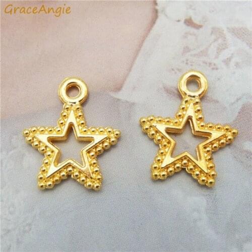 GraceAngie 20PCS Gold Alloy Star Pendant Charms Alloy Dangle Earrings Bracelet Crafts Jewelry Necklace Making Findings Keychain