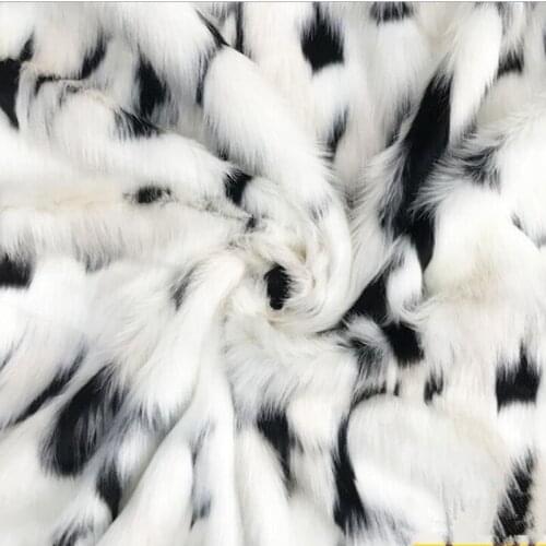 Artificial Fur Cow Milk White Jacquard Plush Faux Fur Fabric For Coat Bag Shoes DIY Home Textile Clothes Toy Crafts Sewing