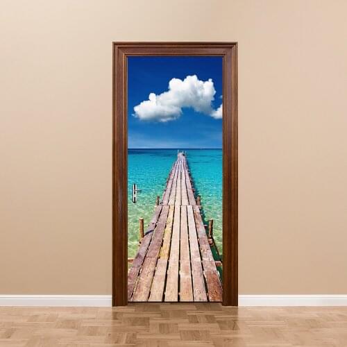 HOT BeachBrige Door Wall Stickers WallPaper Mural Poster PVC Waterproof Door Sticker Bedroom Home Decor